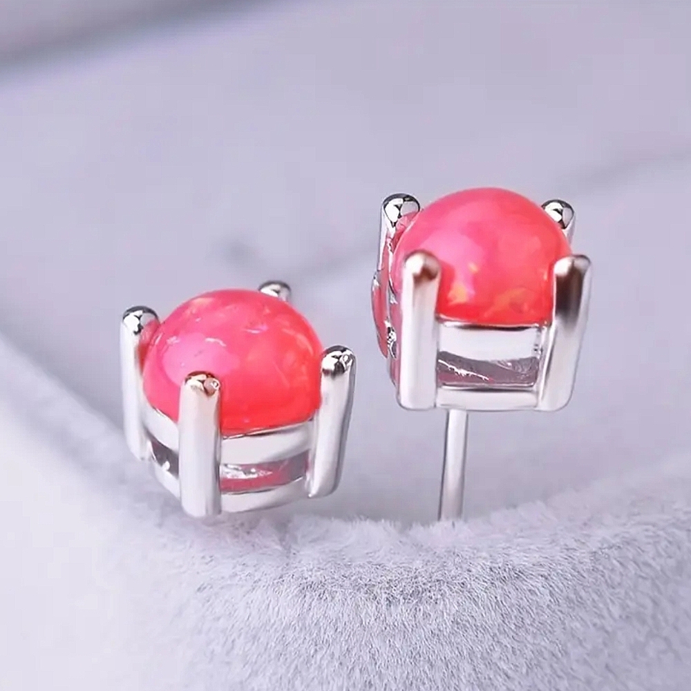 Pink Opal-esque Simple Sterling Earrings